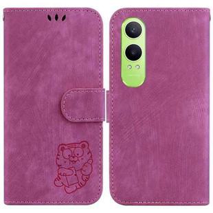 For OPPO K12x Little Tiger Embossed Leather Phone Case(Rose Red)