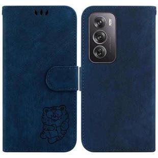 For OPPO Reno12 Pro 5G Global Little Tiger Embossed Leather Phone Case(Dark Blue)