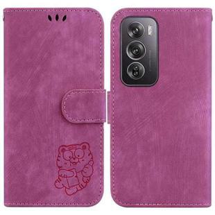 For OPPO Reno12 Pro 5G Global Little Tiger Embossed Leather Phone Case(Rose Red)