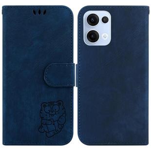 For OPPO Reno13 Global Little Tiger Embossed Leather Phone Case(Dark Blue)