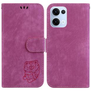 For OPPO Reno13 Global Little Tiger Embossed Leather Phone Case(Rose Red)