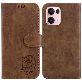 For OPPO Reno13 Pro Global Little Tiger Embossed Leather Phone Case(Brown)