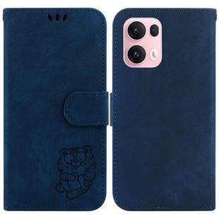For OPPO Reno13 Pro Global Little Tiger Embossed Leather Phone Case(Dark Blue)