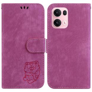 For OPPO Reno13 Pro Global Little Tiger Embossed Leather Phone Case(Rose Red)