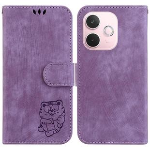 For OPPO A5 Pro 5G Little Tiger Embossed Leather Phone Case(Purple)