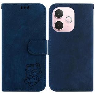 For OPPO A5 Pro 5G Little Tiger Embossed Leather Phone Case(Dark Blue)