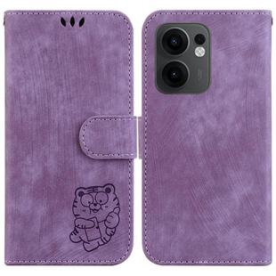 For OPPO Reno13 F 4G / 5G Little Tiger Embossed Leather Phone Case(Purple)
