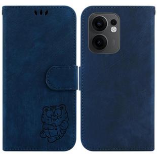 For OPPO Reno13 F 4G / 5G Little Tiger Embossed Leather Phone Case(Dark Blue)