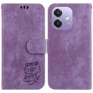For OPPO A5x 5G / A3 4G / 5G / A3x 4G / 5G Little Tiger Embossed Leather Phone Case(Purple)