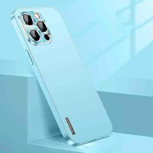 For iPhone 13 Pro Streamer Series Micro Frosted Metal Paint PC Phone Case(Sierra Blue)