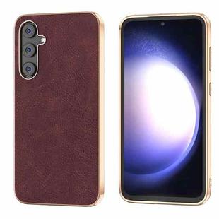 For Samsung Galaxy S23 FE 5G Plating Dream Litchi Texture PU Phone Case(Purple)