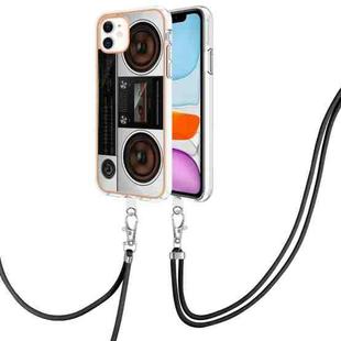 For iPhone 11 Electroplating Dual-side IMD Phone Case with Lanyard(Retro Radio)