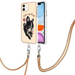 For iPhone 11 Electroplating Dual-side IMD Phone Case with Lanyard(Lucky Dog)