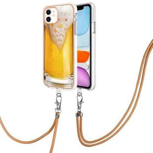 For iPhone 11 Electroplating Dual-side IMD Phone Case with Lanyard(Draft Beer)