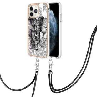 For iPhone 11 Pro Electroplating Dual-side IMD Phone Case with Lanyard(Totem Elephant)