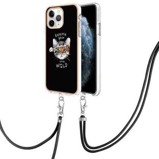 For iPhone 11 Pro Electroplating Dual-side IMD Phone Case with Lanyard(Natural Growth)