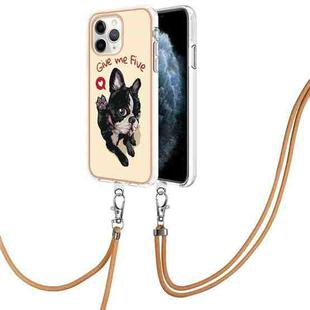 For iPhone 11 Pro Max Electroplating Dual-side IMD Phone Case with Lanyard(Lucky Dog)