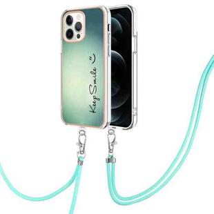 For iPhone 12 Pro Max Electroplating Dual-side IMD Phone Case with Lanyard(Smile)