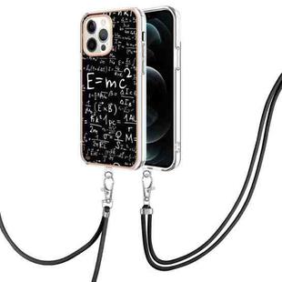 For iPhone 12 Pro Max Electroplating Dual-side IMD Phone Case with Lanyard(Equation)