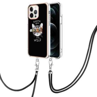 For iPhone 12 Pro Max Electroplating Dual-side IMD Phone Case with Lanyard(Natural Growth)