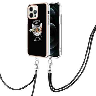 For iPhone 12 / 12 Pro Electroplating Dual-side IMD Phone Case with Lanyard(Natural Growth)