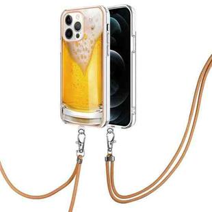 For iPhone 12 / 12 Pro Electroplating Dual-side IMD Phone Case with Lanyard(Draft Beer)