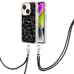 For iPhone 13 Electroplating Dual-side IMD Phone Case with Lanyard(Equation)
