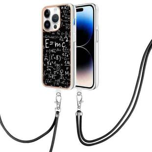 For iPhone 13 Pro Max Electroplating Dual-side IMD Phone Case with Lanyard(Equation)