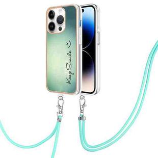 For iPhone 15 Pro Electroplating Dual-side IMD Phone Case with Lanyard(Smile)