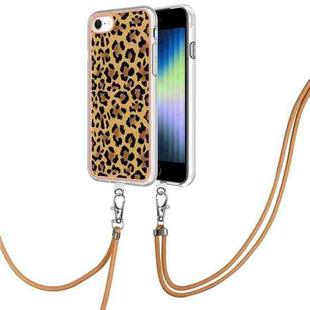 For iPhone SE 2022 / SE 2020 / 8 / 7 Electroplating Dual-side IMD Phone Case with Lanyard(Leopard Print)