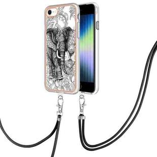 For iPhone SE 2022 / SE 2020 / 8 / 7 Electroplating Dual-side IMD Phone Case with Lanyard(Totem Elephant)
