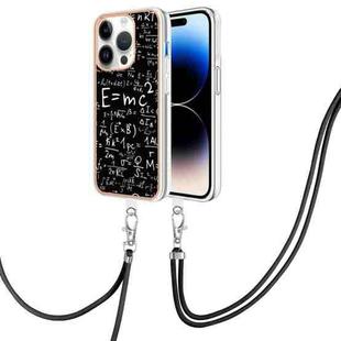 For iPhone 14 Pro Max Electroplating Dual-side IMD Phone Case with Lanyard(Equation)