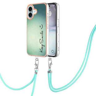 For iPhone 16 Electroplating Dual-side IMD Phone Case with Lanyard(Smile)