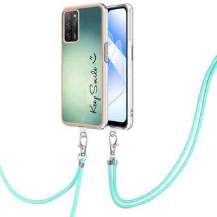 For OPPO A55 5G / A53s 5G / A54 4G Electroplating Dual-side IMD Phone Case with Lanyard(Smile)