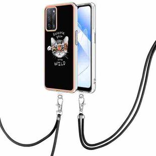For OPPO A55 5G / A53s 5G / A54 4G Electroplating Dual-side IMD Phone Case with Lanyard(Natural Growth)