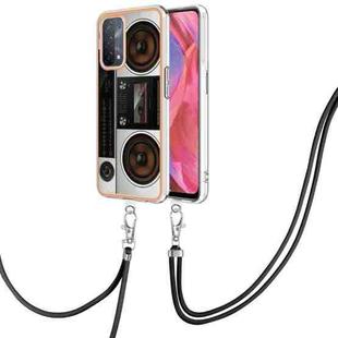 For OPPO A74 / A93 5G / A54 5G / A93s 5G Electroplating Dual-side IMD Phone Case with Lanyard(Retro Radio)