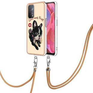 For OPPO A74 / A93 5G / A54 5G / A93s 5G Electroplating Dual-side IMD Phone Case with Lanyard(Lucky Dog)