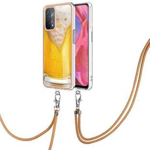 For OPPO A74 / A93 5G / A54 5G / A93s 5G Electroplating Dual-side IMD Phone Case with Lanyard(Draft Beer)