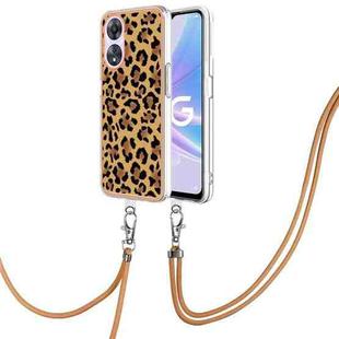 For OPPO A78 / A58 Electroplating Dual-side IMD Phone Case with Lanyard(Leopard Print)