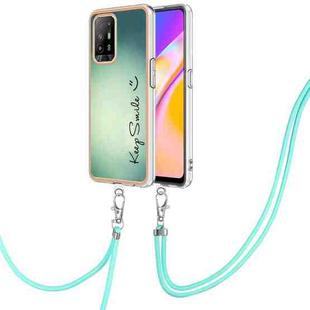 For OPPO A94 5G / A95 5G Electroplating Dual-side IMD Phone Case with Lanyard(Smile)