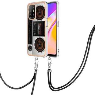 For OPPO A94 5G / A95 5G Electroplating Dual-side IMD Phone Case with Lanyard(Retro Radio)