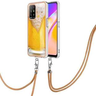For OPPO A94 5G / A95 5G Electroplating Dual-side IMD Phone Case with Lanyard(Draft Beer)