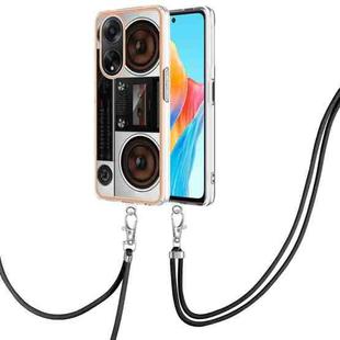 For OPPO A98 Electroplating Dual-side IMD Phone Case with Lanyard(Retro Radio)