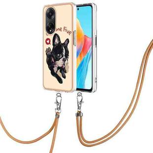 For OPPO A98 Electroplating Dual-side IMD Phone Case with Lanyard(Lucky Dog)
