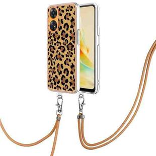 For OPPO Reno8 T 4G Electroplating Dual-side IMD Phone Case with Lanyard(Leopard Print)