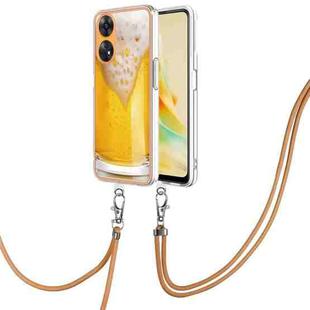 For OPPO Reno8 T 4G Electroplating Dual-side IMD Phone Case with Lanyard(Draft Beer)