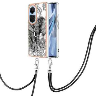 For OPPO Reno10 5G Global Electroplating Dual-side IMD Phone Case with Lanyard(Totem Elephant)