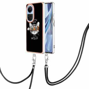 For OPPO Reno10 5G Global Electroplating Dual-side IMD Phone Case with Lanyard(Natural Growth)