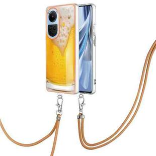 For OPPO Reno10 5G Global Electroplating Dual-side IMD Phone Case with Lanyard(Draft Beer)