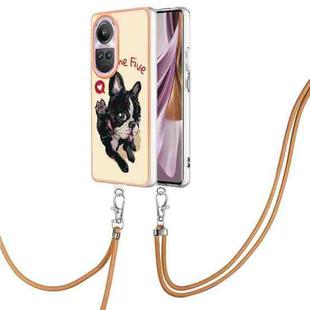 For OPPO Reno10 Pro 5G Global Electroplating Dual-side IMD Phone Case with Lanyard(Lucky Dog)